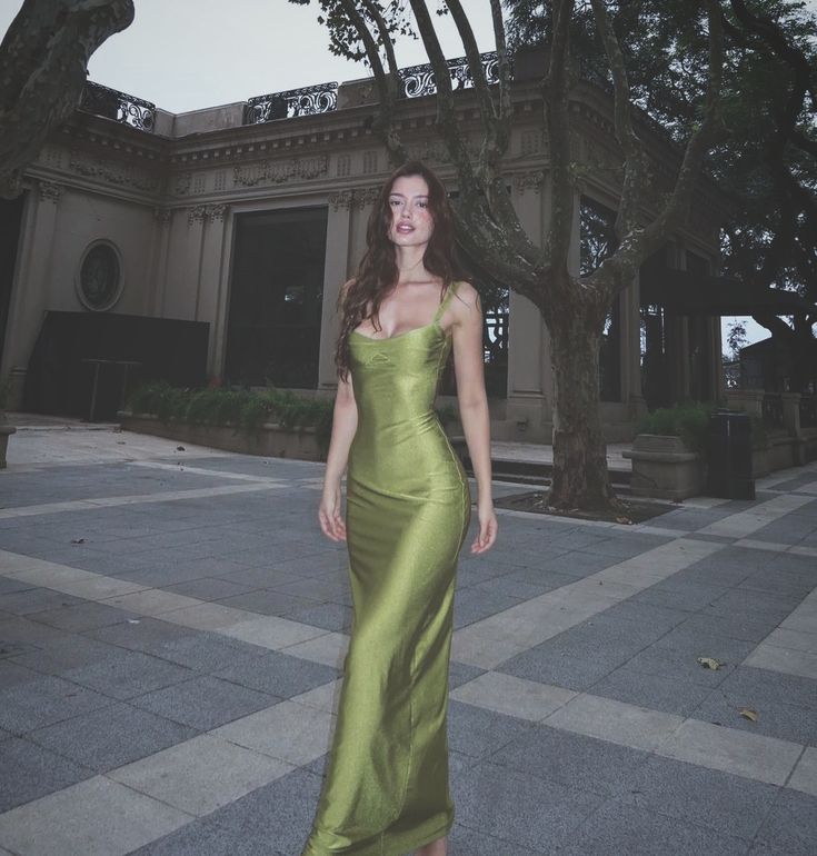 Green Simple Sheath Straps Satin Long Prom Dress Evening Dress SH5844