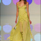 Cute A Line Straps Ruffle Yellow Chiffon Prom Dress Graduation Prom Dress with Slit SH2661