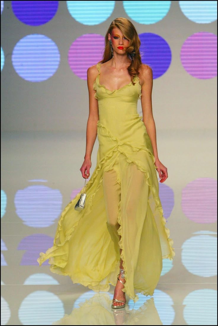 Cute A Line Straps Ruffle Yellow Chiffon Prom Dress Graduation Prom Dress with Slit SH2661