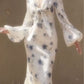 Elegant Mermaid Long Sleeve Blue Floral Chiffon Prom Dress Party Dress Outfits SH4075