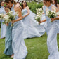 Simple Sheath Halter White Satin Open Back Evening Dress Bridesmaid Dress SH2694
