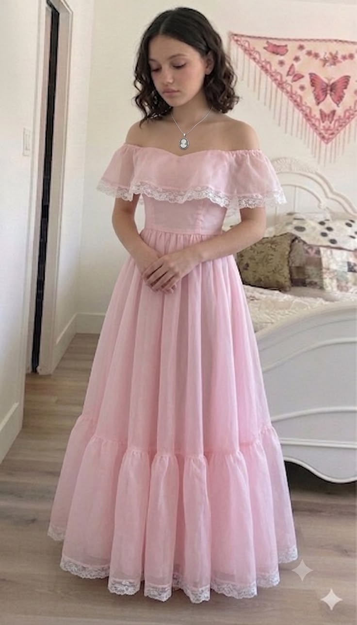 Princess Pink A Line Off the Shoulder Chiffon Long Prom Dress Evening Dress SH7038