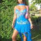Unique A Line Spaghetti Strap Beaded Embroidered Ruffle Blue Chiffon Homecoming Dress SH2357