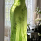 Stunning Sheath One Shoulder Beaded Green Chiffon Party Dress Evening Dress SH2873
