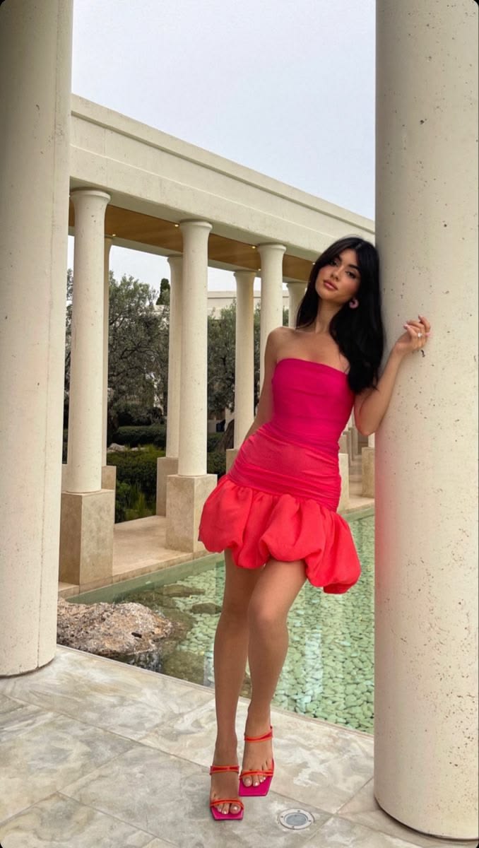 Pink Ombre A Line Strapless Tulle Short Homecoming Dress Mini Dress SH8049