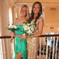 Green Sweetheart Neck Ruffle Satin Long Prom Dress Evening Dress with Slit SH1759