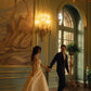 Classic Ball Gown Spaghetti Strap Pleated Simple Satin Wedding Dress SH4748