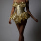 Stunning A Line Spaghetti Strap Gold Satin Short Homecoming Dress Cocktail Dress SH3690