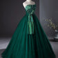 Green A Line Strapless Tulle Ball Gown Prom Dress SH1663