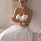 White A Line Sweetheart Neck White Satin Long Wedding Dress SH8716