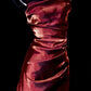 Charming Mermaid Spaghetti Strap Burgundy Satin Prom Dress Evening Dress SH2184