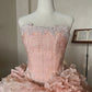Pink Rose Flower Sweetheart Neck Ball Gown Lace Organza Prom Dress Birthday Dress SH3635