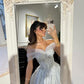 Princess Elegant A Line Off the Shoulder Beaded Tulle Long Prom Dress Party Dress SH5541