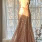 Champagne Shiny A Line V Neck Beaded Sequin Prom Dress Evening Dress SH2538