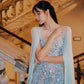 Romantic A Line Beaded Blue Chiffon Prom Dress Party Dress SH3294