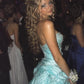 Vintage A Line Strapless Beaded Pleated Organza Long Prom Dress Evening Dress SH8338
