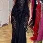 Sexy Black Mermaid Straps Lace Chiffon Long Party Dress Evening Dress Date Dress SH3464