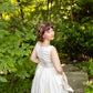 Vintage A Line Strap Ivory Print Satin Long Prom Dress Wedding Dress SH8242