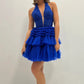 Blue A Line Halter Lace Layered Tulle Short Homecoming Dress Outfits SH6245