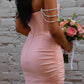 Pink Sheath Off the Shoulder Corset Pearl Satin Short Prom Dress Homecoming Dress SH8622