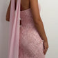 Pink Sheath Sweetheart Neck Lace Short Prom Dress Homecoming Dress SH8611