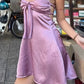 Purple A Line Spaghetti Strap Lace Satin Backless Short Prom Dress Homecoming Dress SH8588