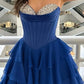 Dark Blue A Line Strapless Beaded Layered Chiffon Short Prom Dress Homecoming Dress SH8621