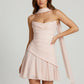 Light Pink Strapless Cowl Neck Ruched Mini Dress with Scarf Homecoming Dress SH7758