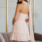 Light Pink Strapless Cowl Neck Ruched Mini Dress with Scarf Homecoming Dress SH7758