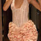 Pink Sheath Halter Corset Lace Satin Backless Short Prom Dress Homecoming Dress SH8630