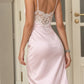 Sweety Light Pink Spaghetti Strap Lace Satin Short Prom Dress Homecoming Dress SH8591