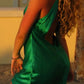 Charming Green Sheath Halter Satin Backless Short Prom Dress Homecoming Dress SH8624