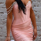 Pink Sheath Off the Shoulder Corset Pearl Satin Short Prom Dress Homecoming Dress SH8622