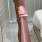 Simple Pink Sheath Strapless Pleated Satin Short Prom Dress Homecoming Dress SH8619