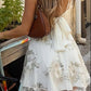 Cute White A Line Spaghetti Strap Embroidery Tulle Short Prom Dress Homecoming Dress SH8595
