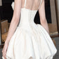 Ivory A Line Spaghetti Strap Corset Satin Short Prom Dress Homecoming Dress SH8587