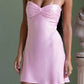 Pink A Line Spaghetti Strap Sequin Satin Backless Short Prom Dress Homecoming Dress SH8601