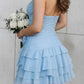 Blue A Line Halter Chiffon Short Prom Dress Homecoming Dress SH8612