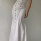 Exquisite Beaded Mermaid Strapless White Satin Prom Dress Party Dress SH4071