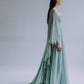Muted Green A Line Long Sleeve Chiffon Prom Dress Party Dress SH4297