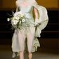 Light Green A Line Spaghetti Strap Satin Chiffon Prom Dress Evening Dress SH4726