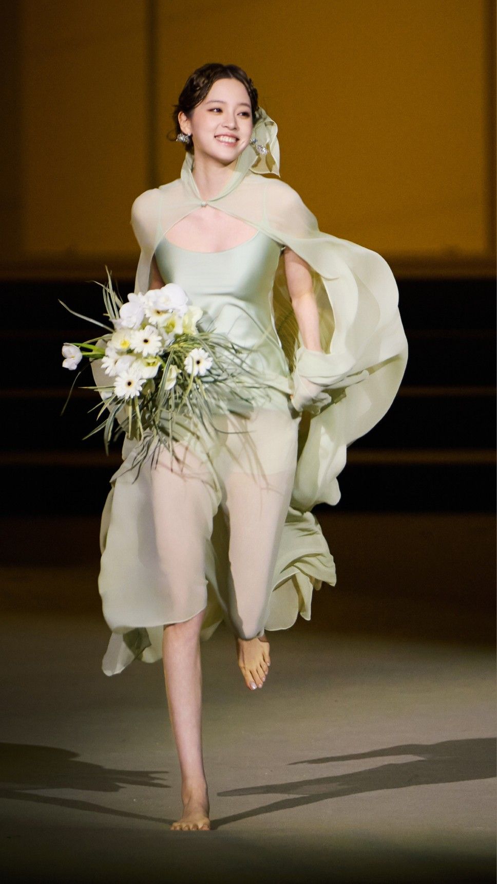 Light Green A Line Spaghetti Strap Satin Chiffon Prom Dress Evening Dress SH4726