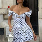 Cute A Line Straps Polka Dot Satin Short Homecoming Dress Cocktail Dress SH3357