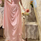 Elegant Pink Off the Shoulder 3D Flower Pleated Chiffon Long Prom Dress SH3932
