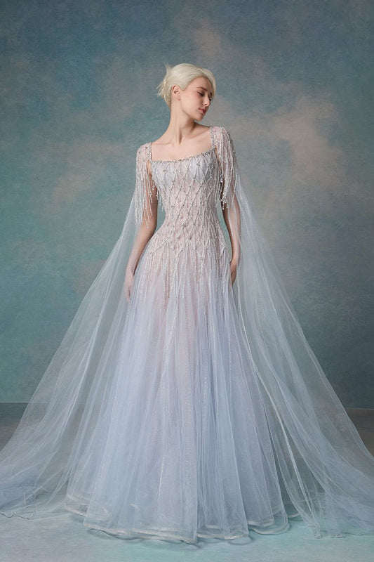 Exquisite Ball Gown Long Sleeve Beaded Tulle Prom Dress 16th Birthday Dress SH4205