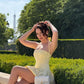 Cute Summer Yellow A Line Halter Satin Backless Short Prom Dress Homecoming Dress SH6720