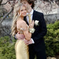 Glamorous Sheath Off the Shoulder Beaded Sequin Golden Satin Prom Dress Evening Dress SH7206