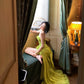 Ethereal Green A Line Sweetheart Neck Chiffon Prom Dress Evening Dress with Slit SH6920