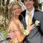Glamorous Sheath Off the Shoulder Beaded Sequin Golden Satin Prom Dress Evening Dress SH7206