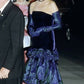 Classic Royal Blue Mermaid Strapless Velvet Satin Prom Dress Party Dress SH4108